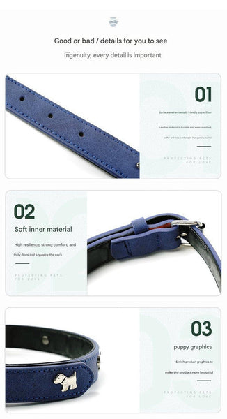 Elosung 2 Pcs Adjustable Soft Leather Dog Collar For Medium/Large Dogs Durable & Stylish (58*2.5Cm) Dog Collars