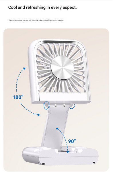 White Portable Cooling Fan With Neck Lanyard & Phone Stand Usb Rechargeable Portable Fans