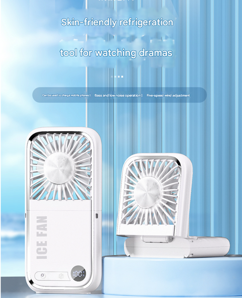White Portable Cooling Fan With Neck Lanyard & Phone Stand Usb Rechargeable Portable Fans