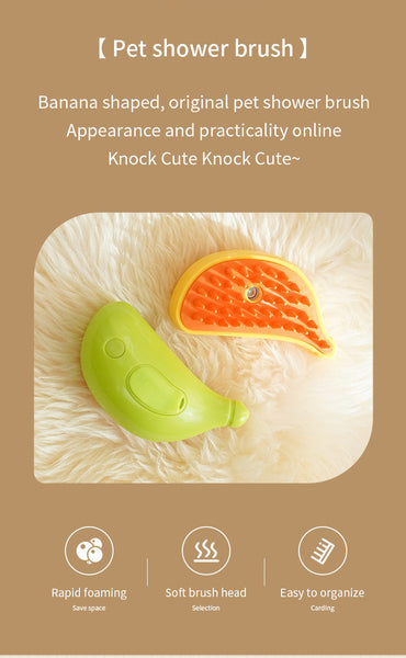 Elosung 2 Pcs Green Banana Electric Pet Brush | One Click Spray Massage & Hair Removal Dog Grooming