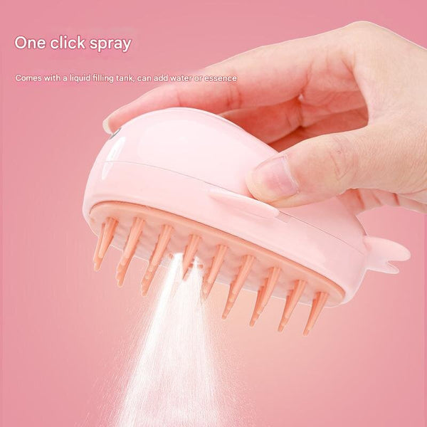 Elosung 2 Pcs Pink Dolphin Electric Pet Brush | One Click Spray Massage & Hair Removal Dog Grooming