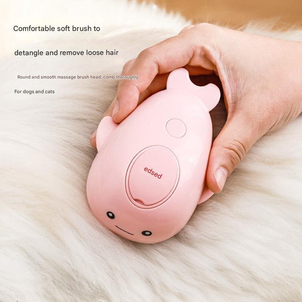 Elosung 2 Pcs Pink Dolphin Electric Pet Brush | One Click Spray Massage & Hair Removal Dog Grooming