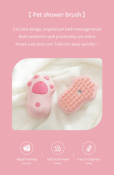 Elosung 2 Pcs Pink Cat Paw Electric Pet Brush | One Click Spray Massage & Hair Removal Dog Grooming