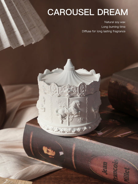 Rotating Carousel Soy Candle Unique Home Decor & Gift English Pear Freesia Candles