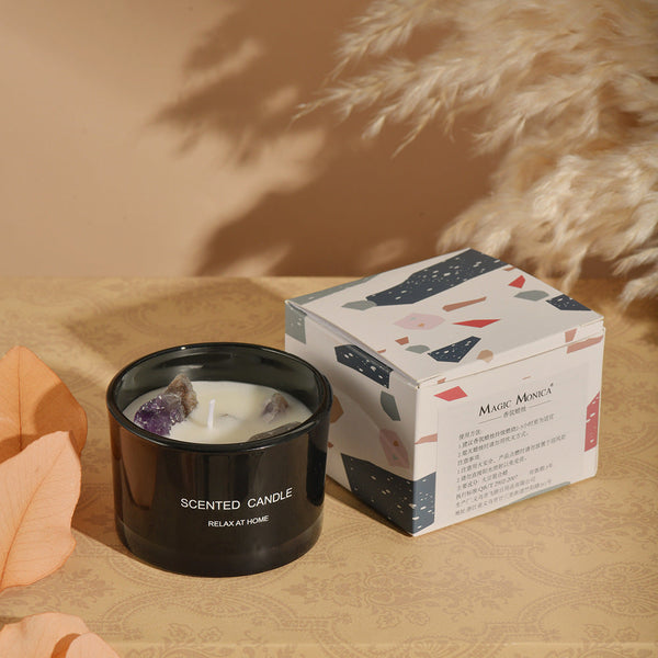 Elosung 3 Pcs (Misty Morning)Macaron Crystal Stone Scented Candle Aromatherapy Gift Candles