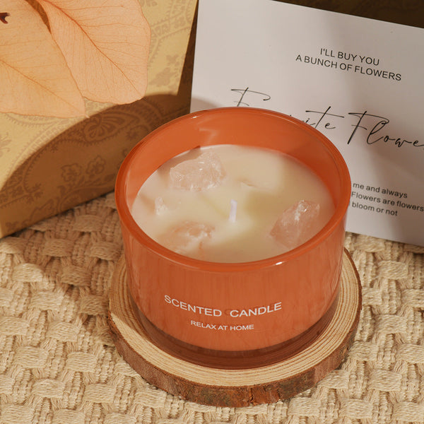 Elosung 3 Pcs (Sweet Lemon)Macaron Crystal Stone Scented Candle Aromatherapy Gift Candles