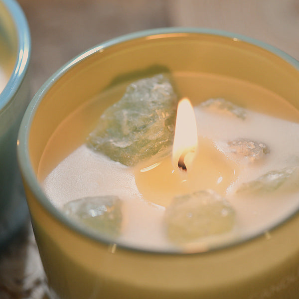 Elosung 3 Pcs (Sweet Lemon)Macaron Crystal Stone Scented Candle Aromatherapy Gift Candles