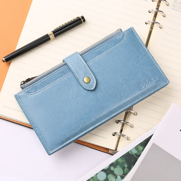 Wine Red Large Capacity Women's Leather Wallet Rfid Blocking Card Holder Wallets