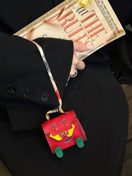 Black Mini Bag Earphone Case Stylish Keychain Pouch For Headphones