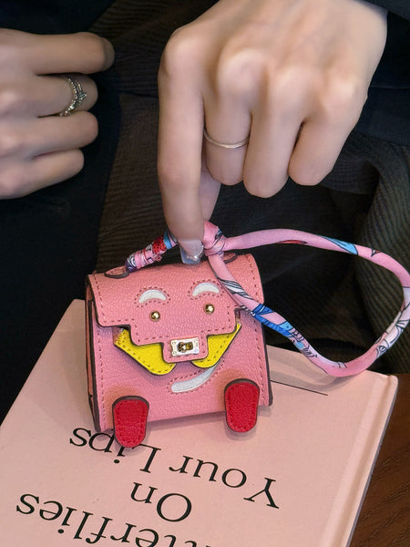 Black Mini Bag Earphone Case Stylish Keychain Pouch For Headphones