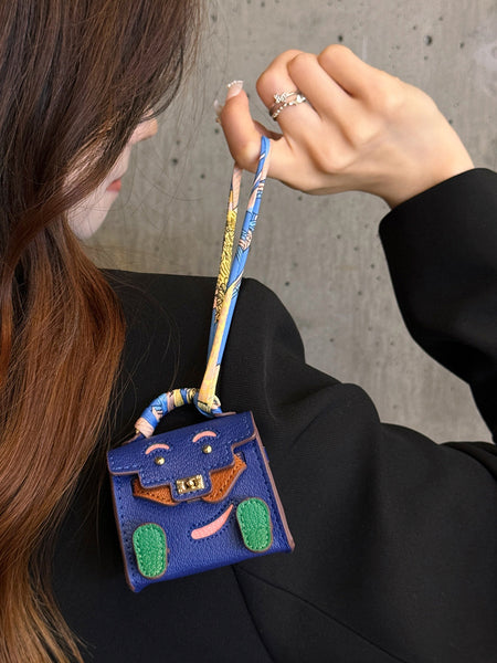 Black Mini Bag Earphone Case Stylish Keychain Pouch For Headphones