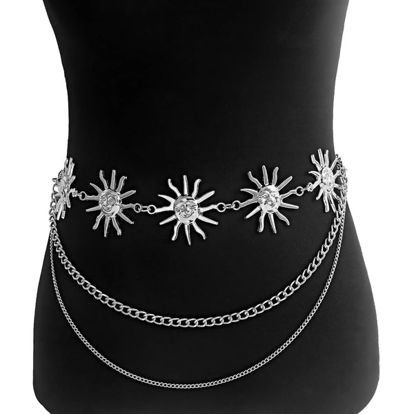 Veile Studios Elosung 2 Pcs Sun Flower Statement Body Chain Belt Women's Adjustable Waist Jewelry Style 1 Body Chains