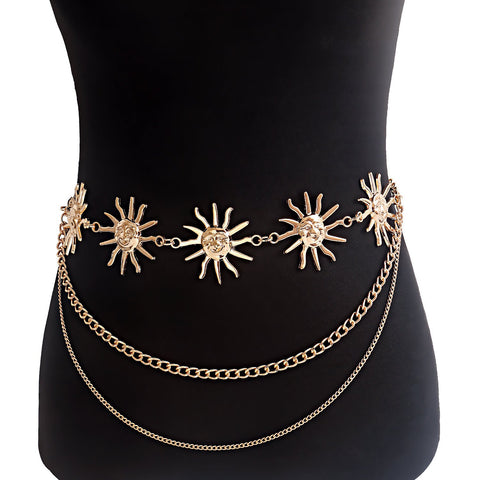 Veile Studios Elosung 2 Pcs Sun Flower Statement Body Chain Belt Women's Adjustable Waist Jewelry Style 10 Body Chains