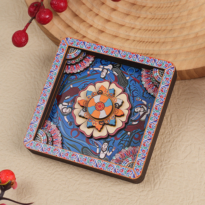 Elosung 2 Pcs 3D Wooden Fridge Mag Net Dunhuang Art Style Creative Gift (Style 1) Refrigerator Magnets