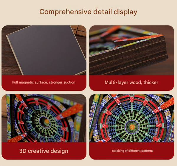 Elosung 2 Pcs 3D Wooden Fridge Mag Net Dunhuang Art Style Creative Gift (Style 2) Refrigerator Magnets
