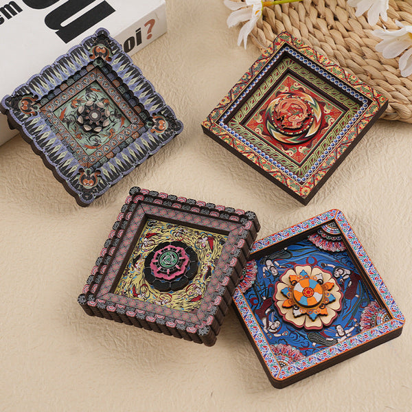 Elosung 2 Pcs 3D Wooden Fridge Mag Net Dunhuang Art Style Creative Gift (Style 2) Refrigerator Magnets