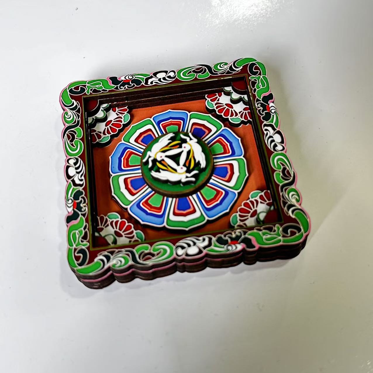 Elosung 2 Pcs 3D Wooden Fridge Mag Net Dunhuang Art Style Creative Gift (Style 5) Refrigerator Magnets