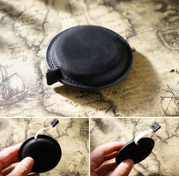 Black Mini Leather Tape Measure 1.5M/60In Round Plain Tape Measures