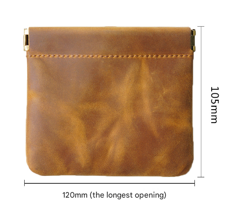 Black Genuine Leather Coin Purse Vintage Style Snap Closure Mini Pouch Wallets