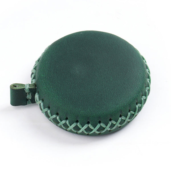 Elosung 2 Pcs Dark Green Hand Stitched Leather Tape Measure Compact & Stylish Measuring Tool Measuring Tapes