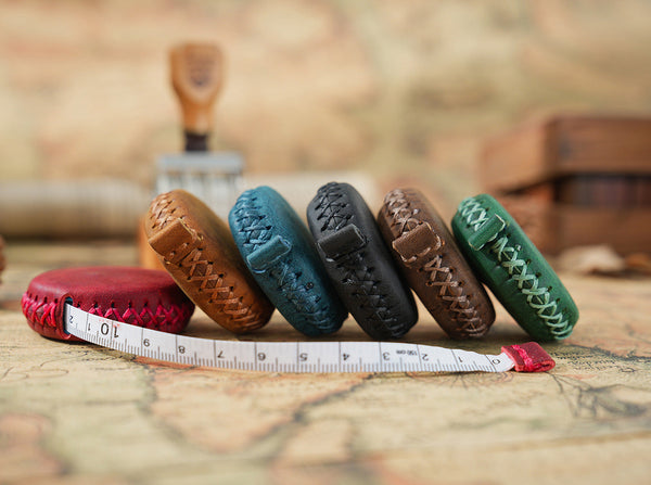 Elosung 2 Pcs Blue Hand Stitched Leather Tape Measure Compact & Stylish Measuring Tool Measuring Tapes