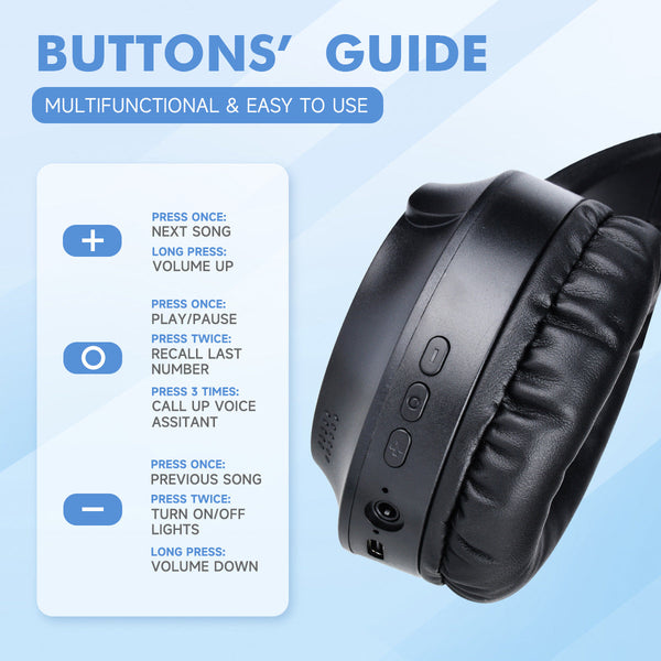 Pink Wireless Gaming With Lights Foldable Design, 40Mm Drivers, Comfortable Headphones