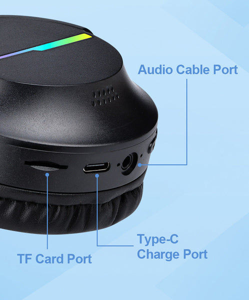 Pink Wireless Gaming With Lights Foldable Design, 40Mm Drivers, Comfortable Headphones