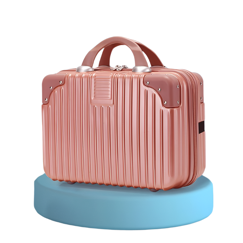 Elosung Retro 14 Inch Hand Made Makeup Box Rose Gold (No Lock) Makeup Bags & Cases