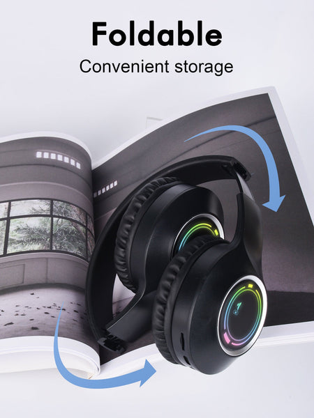 White Bluetooth 5.2 Foldable Adjustable Headband Tf Card Headphones