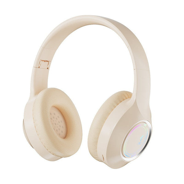 White Bluetooth 5.2 Foldable Adjustable Headband Tf Card Headphones