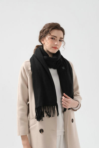 Black Heated Scarf Electric Warming Scarf Winter Outdoor Essential (Without Power Bank) Scarves & Wraps