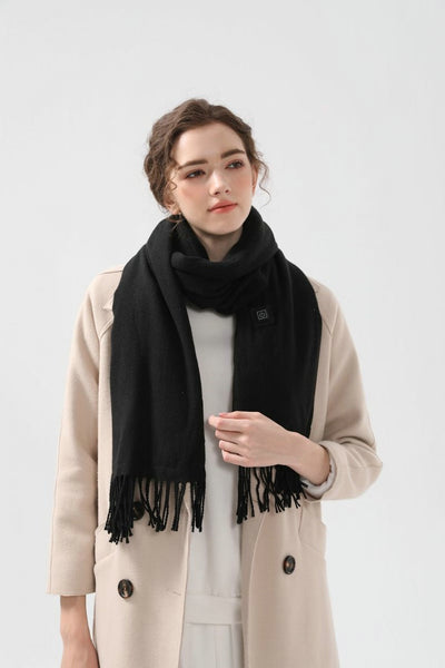 Black Heated Scarf Electric Warming Scarf Winter Outdoor Essential (Without Power Bank) Scarves & Wraps