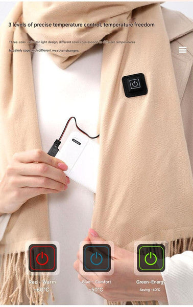 Black Heated Scarf Electric Warming Scarf Winter Outdoor Essential (Without Power Bank) Scarves & Wraps