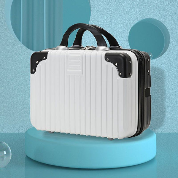 Elosung Retro 14 Inch Hand Made Makeup Box White+Black (No Lock) Makeup Bags & Cases