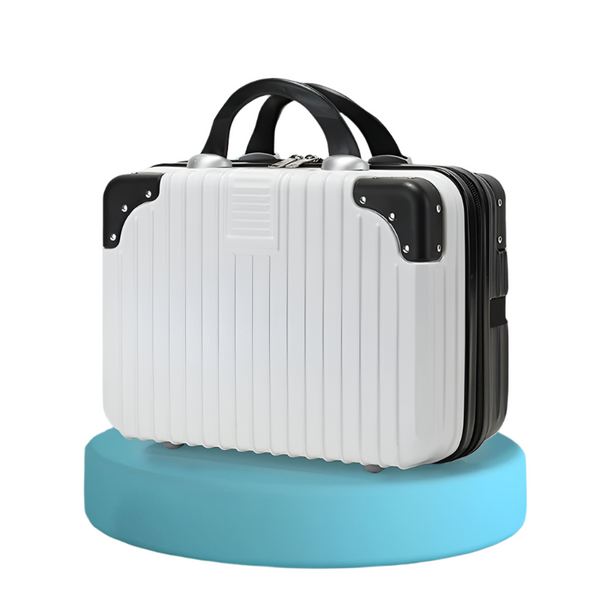 Elosung Retro 14 Inch Hand Made Makeup Box White+Black (No Lock) Makeup Bags & Cases