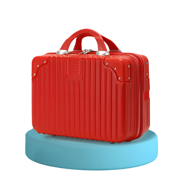 Elosung Retro 14 Inch Hand Made Makeup Box Big Red (No Lock) Makeup Bags & Cases