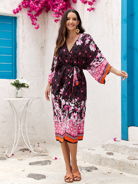 Women's Lightweight Beach Cardigan Floral Print Kimono Swimwear