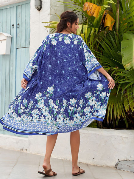 Women's Lightweight Beach Cardigan Floral Print Kimono Swimwear