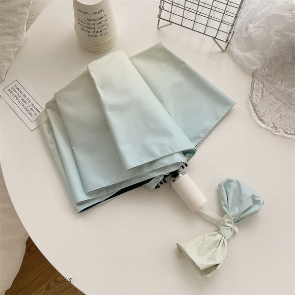 Blue Gradient Automatic Folding Umbrella Sun & Rain Protection For Women Umbrellas