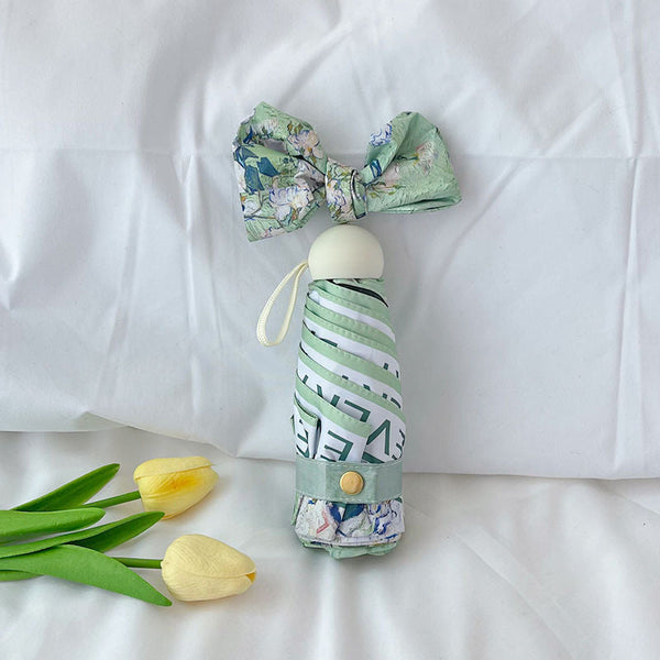 Rose Mini 5 Fold Umbrella Portable, Anti Uv, Black Glue Coating Umbrellas