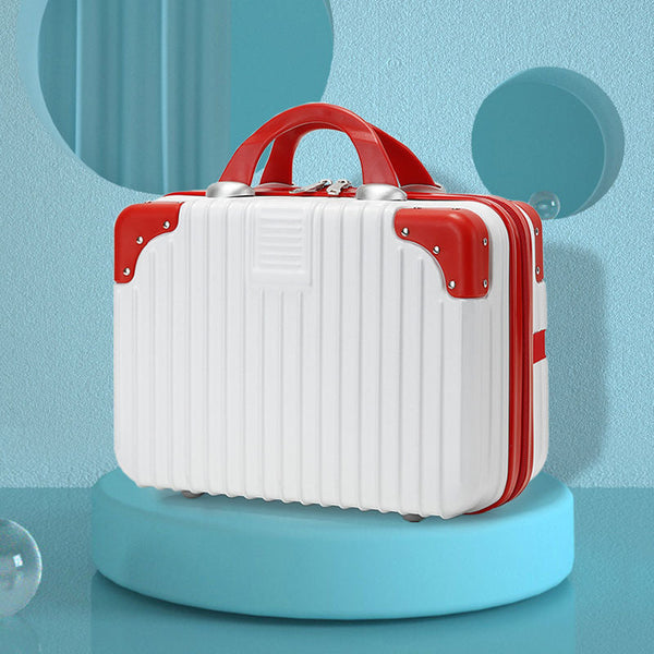 Elosung Retro 14 Inch Hand Made Makeup Box Red And White Contrast (No Lock) Makeup Bags & Cases