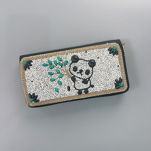 White Ethnic Style Beaded Clutch Handmade Retro Wallet 2 Wallets