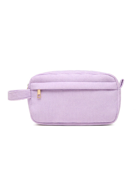 Purple 2 Pcs Corduroy Pencil Case Large Capacity Storage Bag Pencil Cases