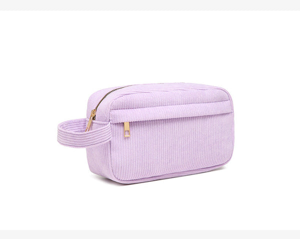 Purple 2 Pcs Corduroy Pencil Case Large Capacity Storage Bag Pencil Cases