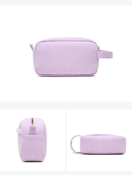 Purple 2 Pcs Corduroy Pencil Case Large Capacity Storage Bag Pencil Cases