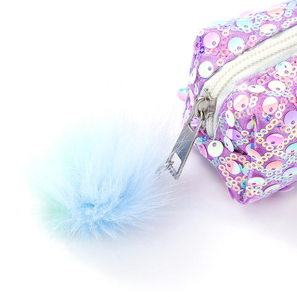 Elosung 5 Pcs Sequin Pencil Bag Rainbow Glitter Student Storage Sparkly Case Pencil Cases