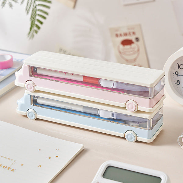 Car Shaped Set Of 2 Double Layer Design Pencil Cases