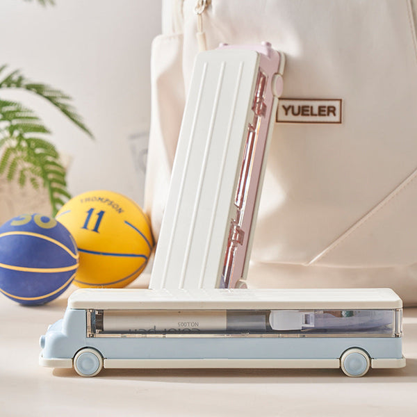 Car Shaped Set Of 2 Double Layer Design Pencil Cases