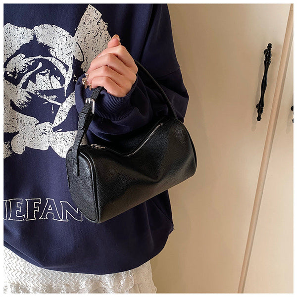 Black Minimalist Shoulder Bag High End Cylindrical Design Women's Bags & Handbags