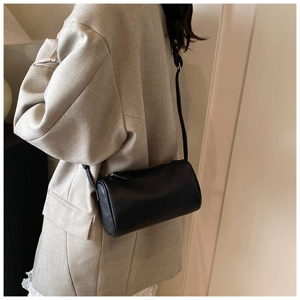 Black Minimalist Shoulder Bag High End Cylindrical Design Women's Bags & Handbags